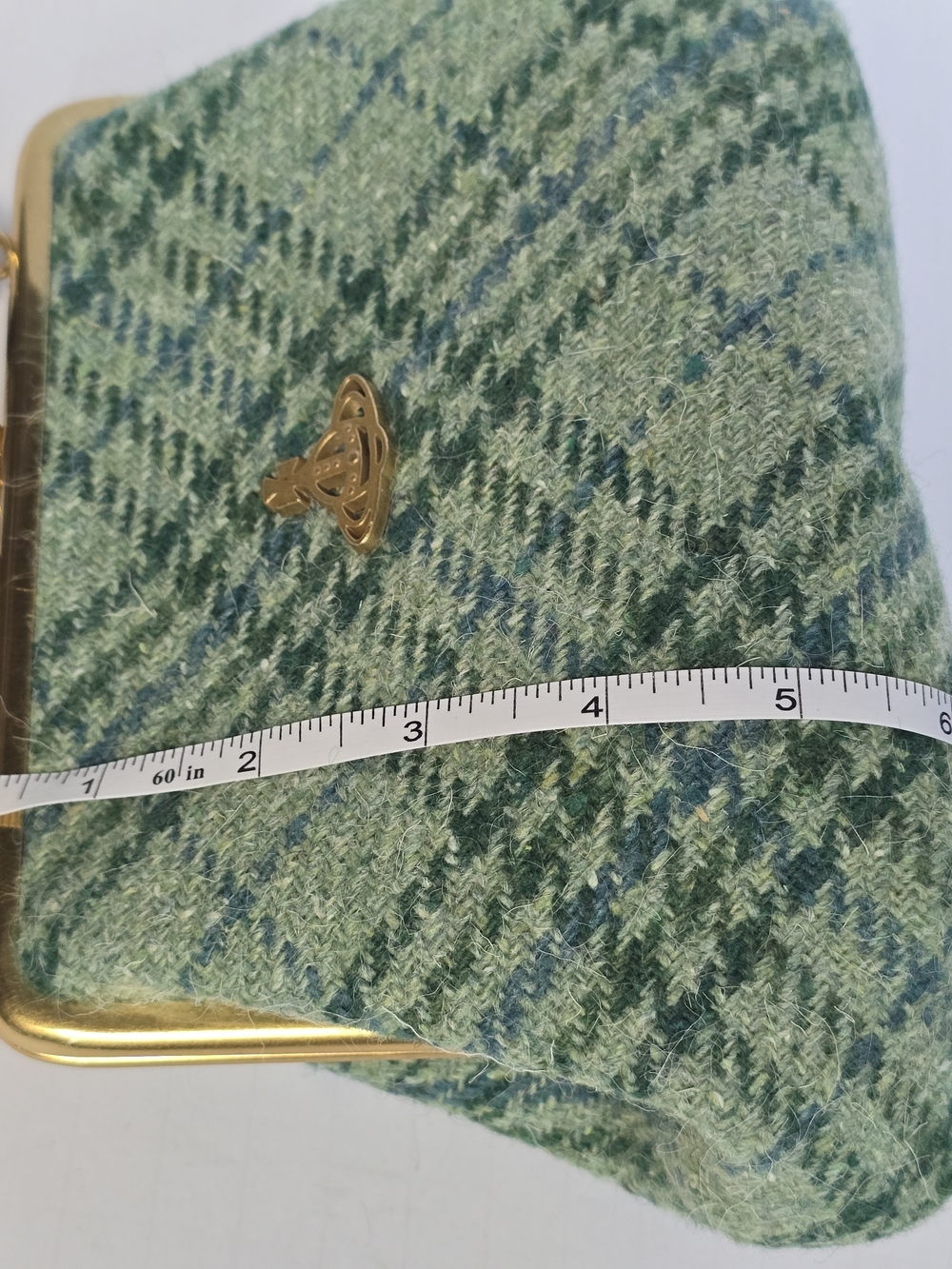 Vivienne Westwood Elena Green Plaid Granny Frame Kisslock Harris Tweed Wool Bag - Picture 13 of 14